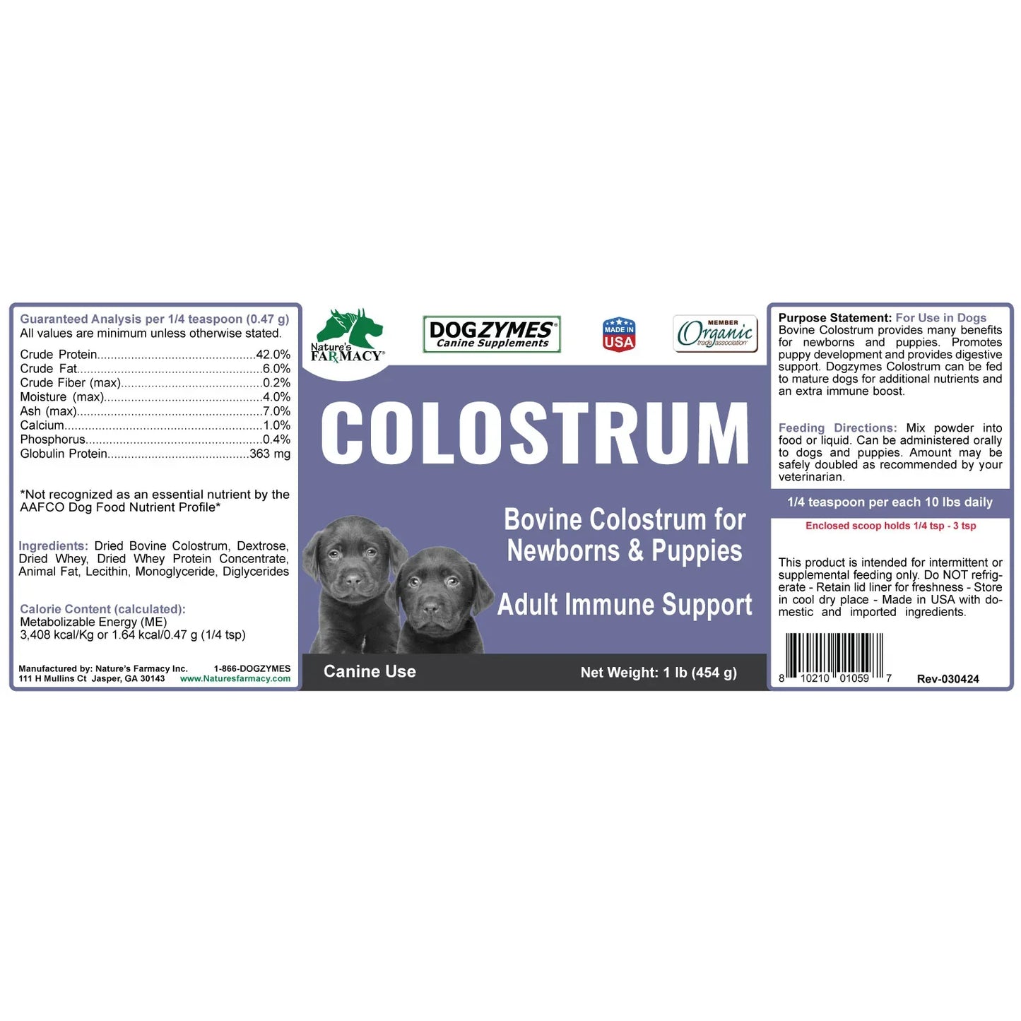 Colostrum - Made in USA - Bovine First Milk Sourced - Nutrient Rich - Small Herd Pasture Fed Cows - Easy to Mix - Palatable